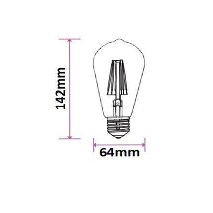 Lampadina led vintage a filamento 8 watt attacco e27 luce calda 3000k lampada in vetro trasparente - enzoled