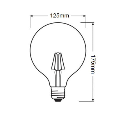 Lampadina led a filamento stile vintage antico 8 watt attacco e27 ambrato globo g125 sfera a luce calda 2600k - enzoled