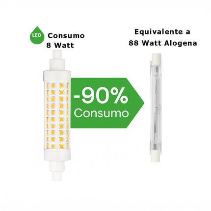 Lampadina led attacco R7S 8 Watt luce bianca calda naturale