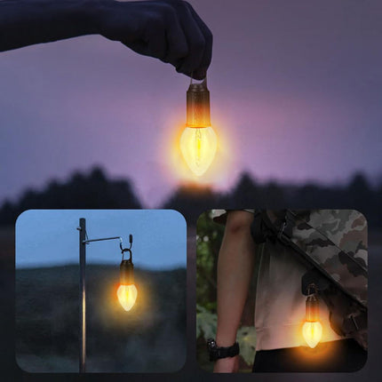 Lampadina a led a filamento ricaricabile 3 modalità di luce con moschettone gancio per campeggio - enzoled