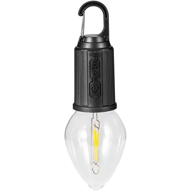 Lampadina a led a filamento ricaricabile 3 modalità di luce con moschettone gancio per campeggio - enzoled