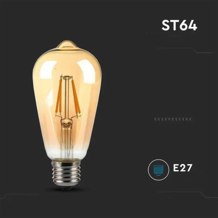 Lampadina led vintage a filamento 8 watt attacco e27 luce calda 2600k lampada in vetro ambrato - enzoled
