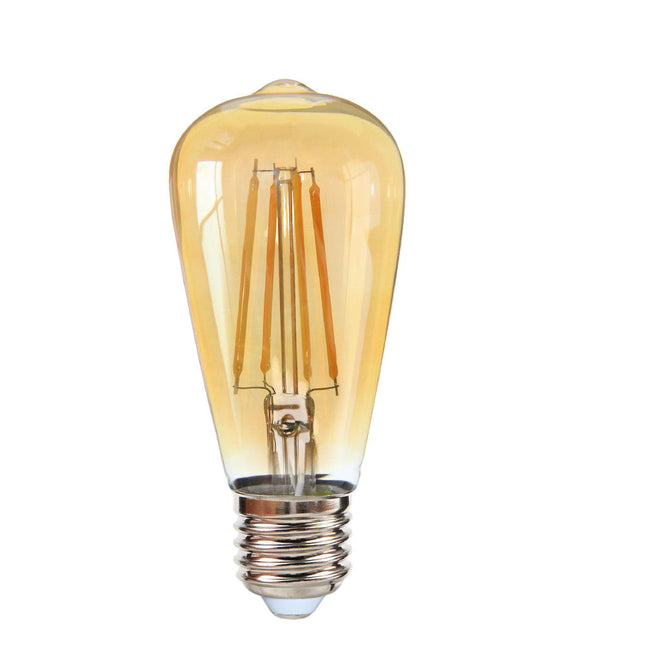 Lampadina led vintage a filamento 8 watt attacco e27 luce calda 2600k lampada in vetro ambrato - enzoled