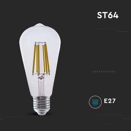 Lampadina led vintage a filamento 8 watt attacco e27 luce calda 3000k lampada in vetro trasparente - enzoled