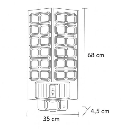 Lampione faro pannello solare 2400W con palo sensore di passaggio IP66