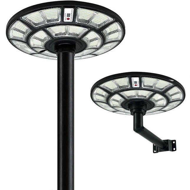 Lampione ufo stradale 360¡ã 2000 watt faro con pannello solare con sensore di movimento e crepuscolare IP65 doppia istallazione - enzoled