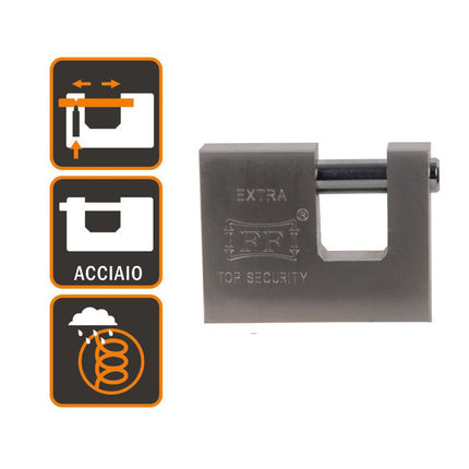 Lucchetto di sicurezza con 3 chiave rettangolare in acciaio catenaccio antiscasso 70 mm - enzoled