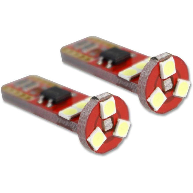 Luci di posizione a led 9 led SMD 2 lampadine auto Canbus luci targa fari Luce Fredda 6000K 9 watt alimentazione 12V attacco T10 - enzoled