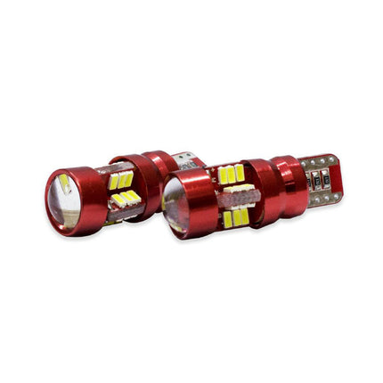 Luci di posizione a led 27 led SMD 2 lampadine auto Canbus luci targa fari Luce Fredda 6000K 8 watt alimentazione 12V attacco T10 - enzoled