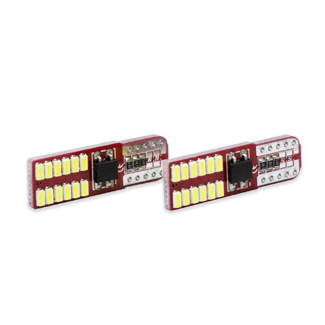 Luci di posizione a led 24 led SMD 2 lampadine auto Canbus luci targa fari Luce Fredda 6000K 5 watt alimentazione 12V attacco T10 - enzoled