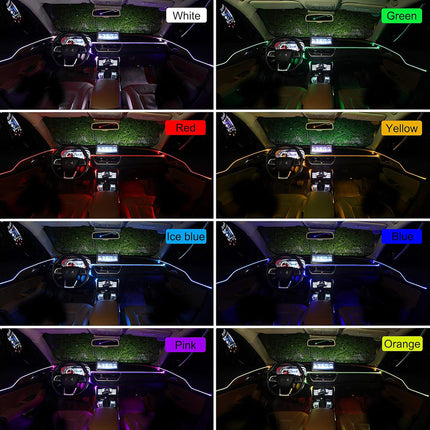 Strip led rgb per interno auto striscia decorativa 6 metri fibra ottica luci multicolor con APP per cruscotto porta - enzoled