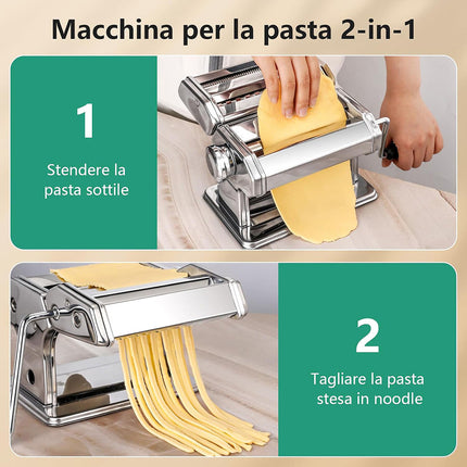 Macchina manuale per pasta fresca fatta in casa 7 regolazioni macchinetta per fettuccine tagliatelle lasagne - enzoled
