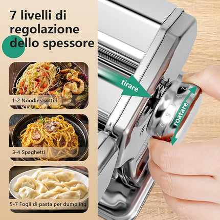 Macchina manuale per pasta fresca fatta in casa 7 regolazioni macchinetta per fettuccine tagliatelle lasagne - enzoled