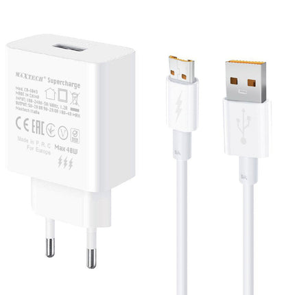 Kit caricabatterie usb microusb per tablet smartphone 1 metro bianco supercharge 40watt - enzoled