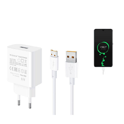 Kit caricabatterie usb microusb per tablet smartphone 1 metro bianco supercharge 40watt - enzoled