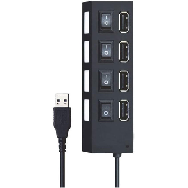Hub usb 2.0 4 porte moltiplicatore sdoppiatore per pc notebook 4 uscite con interruttori on/off e luci led - enzoled