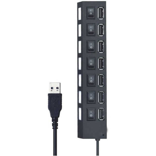 Hub usb 2.0 7 porte moltiplicatore sdoppiatore per pc notebook 7 uscite con interruttori on/off e luci led - enzoled