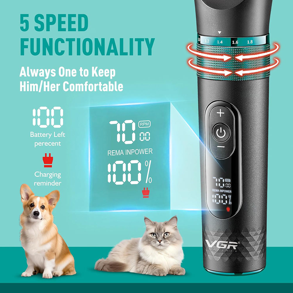 Tosatrice per cani e gatti rasoio ricaricabile con display 4 pettinini tagliapeli toelettatura per animali domestici impermeabile IPX7 - enzoled