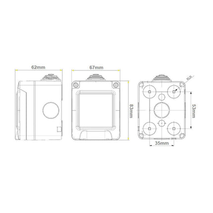 Cassetta con coperchio idrobox per esterno a 2 3 4 posti compatibile con vimar plana custodia per interruttori ip55 - enzoled