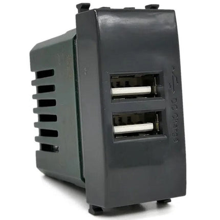 Modulo presa doppia USB da muro per placca cassetta 503 compatibile con Vimar Plana 5V 2 Usb - enzoled