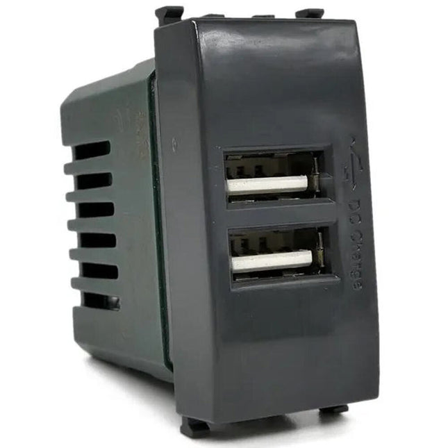 Modulo presa doppia USB da muro per placca cassetta 503 compatibile con Vimar Plana 5V 2 Usb - enzoled