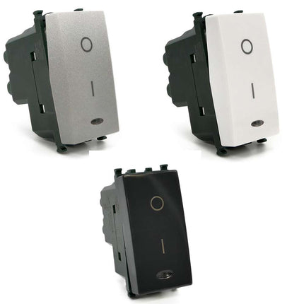 Interruttore bipolare con spia luminosa compatibile con vimar plana pulsante luce 16ax 250vac - enzoled
