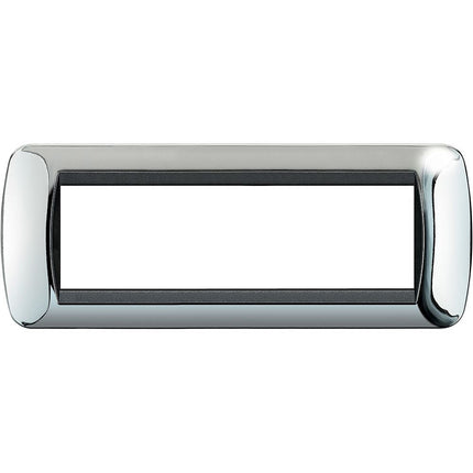 Placchetta in metallo a 3 4 7 posti argento lucido cassetta 503 compatibile con living international supporto cover - enzoled