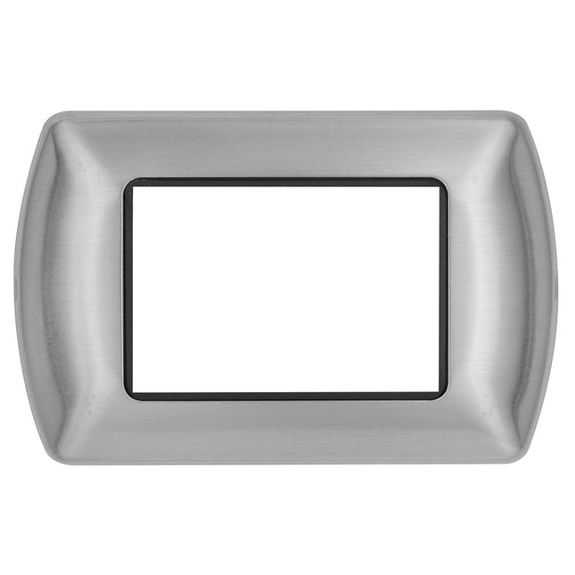 Placchetta in metallo a 3 4 7 posti argento opaco cassetta 503 compatibile con living international supporto cover - enzoled