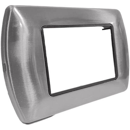 Placchetta in metallo a 3 4 7 posti argento opaco cassetta 503 compatibile con living international supporto cover - enzoled