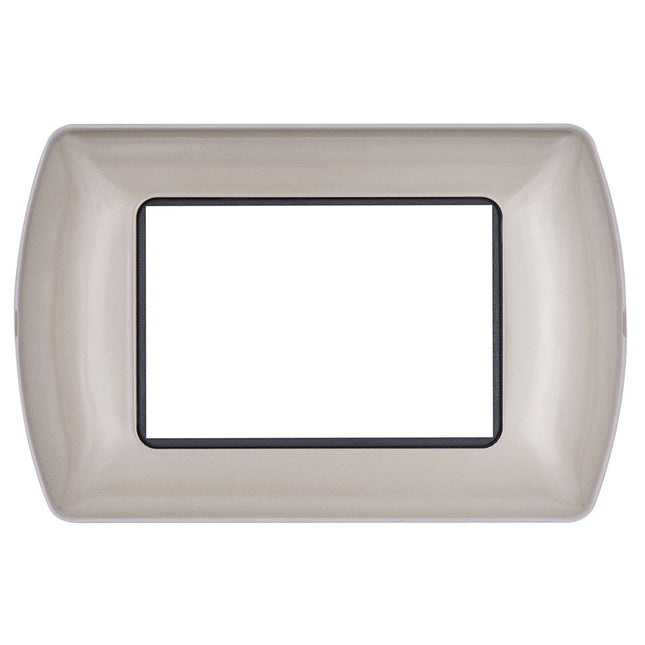 Placchetta in metallo a 3 4 7 posti champagne cassetta 503 compatibile con living international supporto cover - enzoled