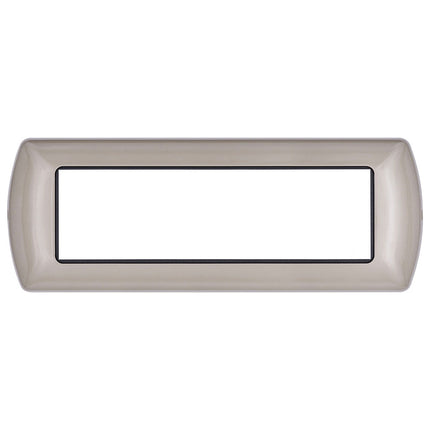 Placchetta in metallo a 3 4 7 posti champagne cassetta 503 compatibile con living international supporto cover - enzoled