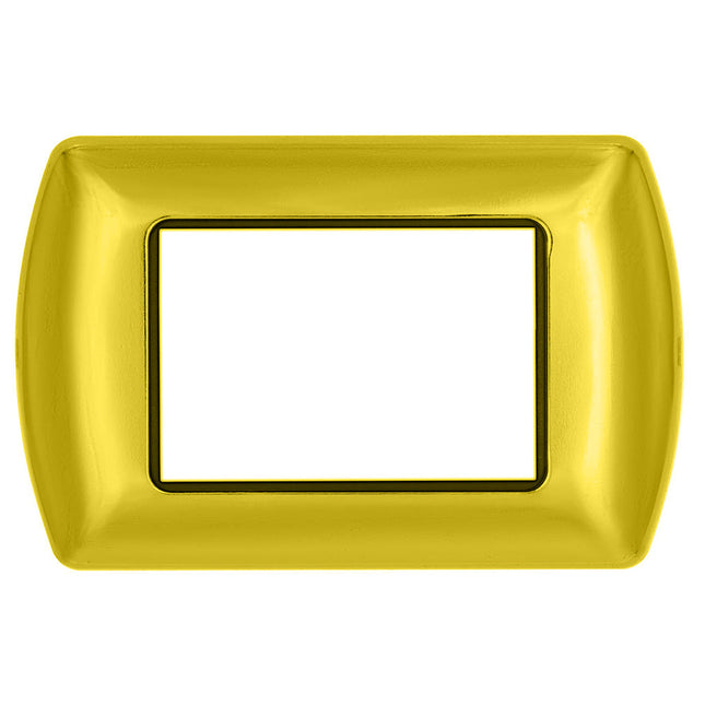 Placchetta  in metallo a 3 4 7 posti oro lucido cassetta 503 compatibile con living international supporto cover - enzoled