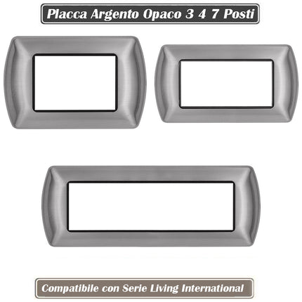 Placchetta per interruttore in metallo a 3 4 7 posti argento opaco cassetta 503 compatibile con living international supporto cover - enzoled