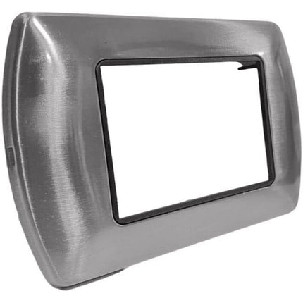 Placchetta per interruttore in metallo a 3 4 7 posti argento opaco cassetta 503 compatibile con living international supporto cover - enzoled