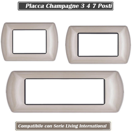 Placchetta per interruttore in metallo a 3 4 7 posti champagne cassetta 503 compatibile con living international supporto cover - enzoled
