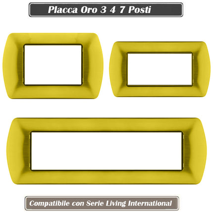 Placchetta per interruttore in metallo a 3 4 7 posti oro spazzolato cassetta 503 compatibile con living international supporto cover - enzoled