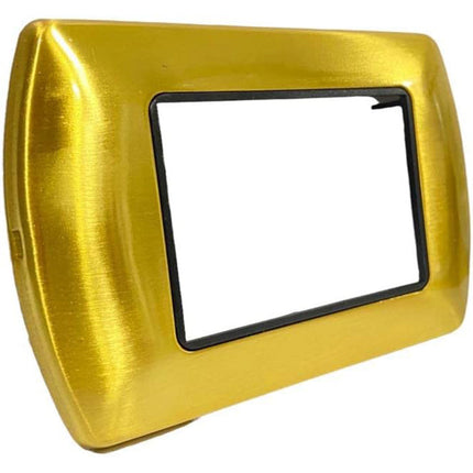 Placchetta per interruttore in metallo a 3 4 7 posti oro spazzolato cassetta 503 compatibile con living international supporto cover - enzoled