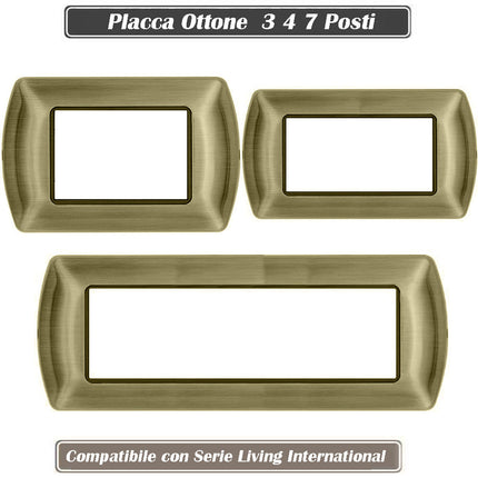 Placchetta per interruttore in metallo a 3 4 7 posti ottone cassetta 503 compatibile con living international supporto cover - enzoled