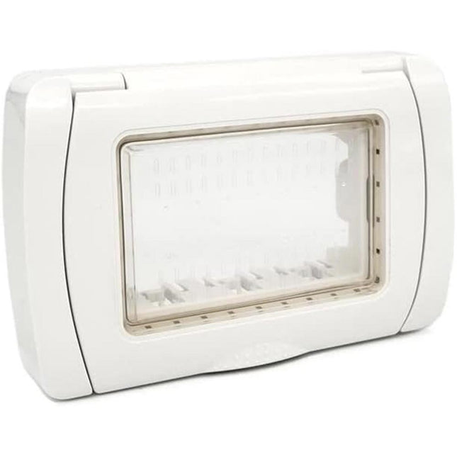 Placca idrobox 3 posti compatibile con living light international IP55 coperchio modulo cassetta 503 bianca - enzoled