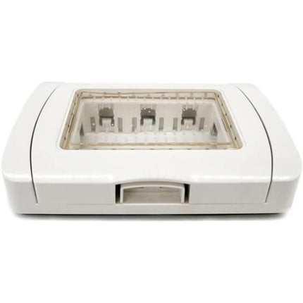 Placca idrobox 3 posti compatibile con vimar plana IP55 coperchio modulo cassetta 503 bianco - enzoled
