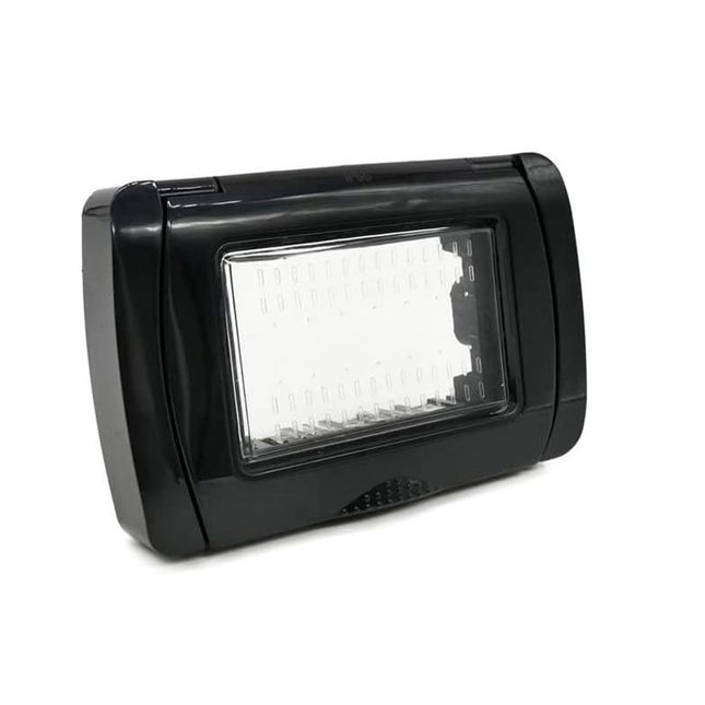 Placca idrobox 3 posti compatibile con vimar plana IP55 coperchio modulo cassetta 503 nera - enzoled