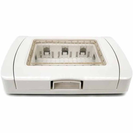 Placca idrobox 4 posti compatibile con vimar plana IP55 coperchio modulo cassetta 503 bianco - enzoled