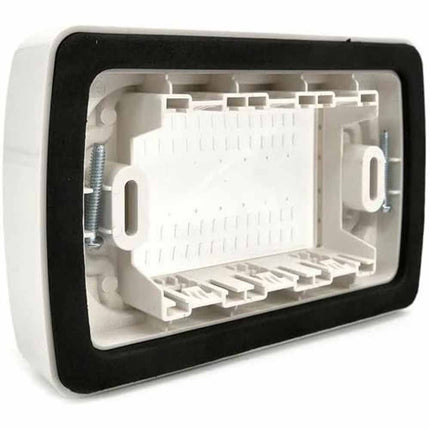 Placca idrobox 4 posti compatibile con vimar plana IP55 coperchio modulo cassetta 503 bianco - enzoled