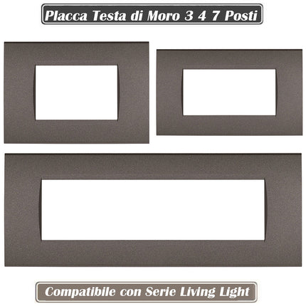 Placchetta a 3 4 7 posti testa di moro cassetta 503 compatibile con living light supporto cover - enzoled