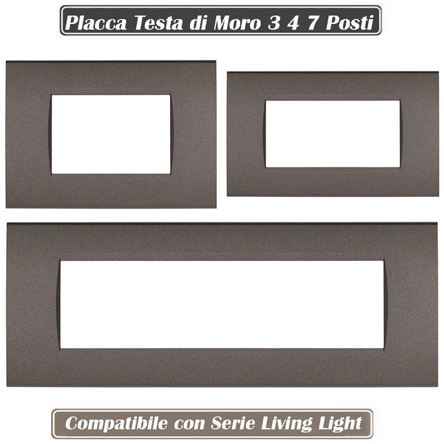 Placchetta a 3 4 7 posti testa di moro cassetta 503 compatibile con living light supporto cover - enzoled
