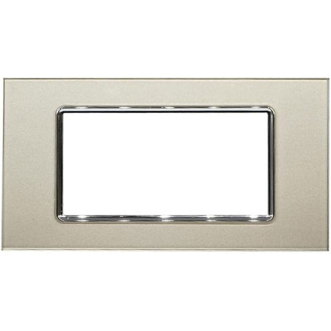 Placchetta in vetro a 3 4 7 posti champagne cassetta 503 compatibile con living light supporto cover - enzoled