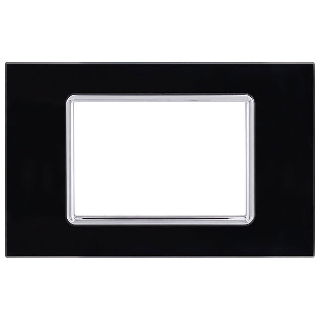 Placchetta in vetro a 3 4 7 posti nera cassetta 503 compatibile con living light supporto cove - enzoled