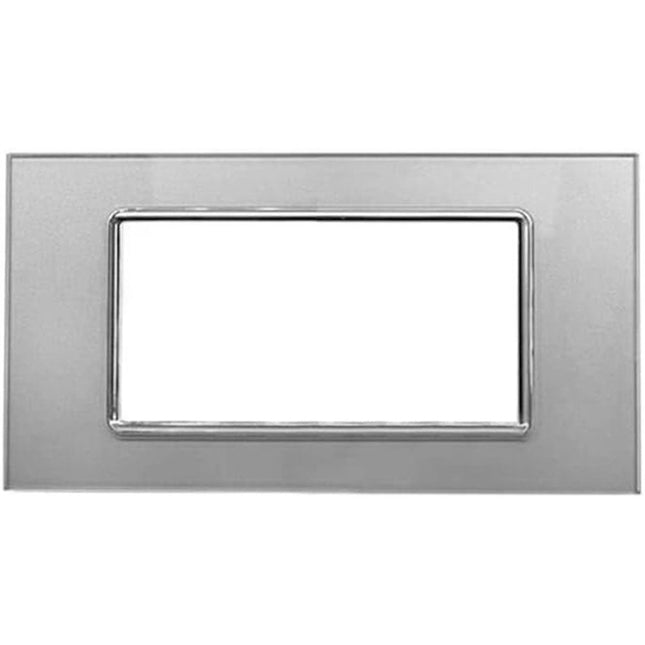 Placchetta in vetro a 3 4 7 posti silver cassetta 503 compatibile con living light supporto cover - enzoled