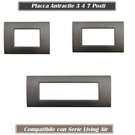 Placchetta per interruttore a 3 4 7 posti grigio antracite cassetta 503 compatibile con living air supporto cover - enzoled