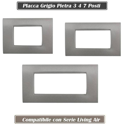Placchetta per interruttore a 3 4 7 posti grigio pietra cassetta 503 compatibile con living air supporto cover - enzoled